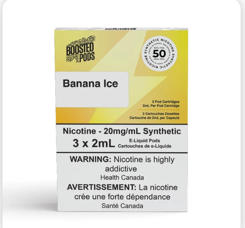 Stlth Boosted pods  - Banana Ice - 50MG HIT - Synthetic Nicotine - Vape4change