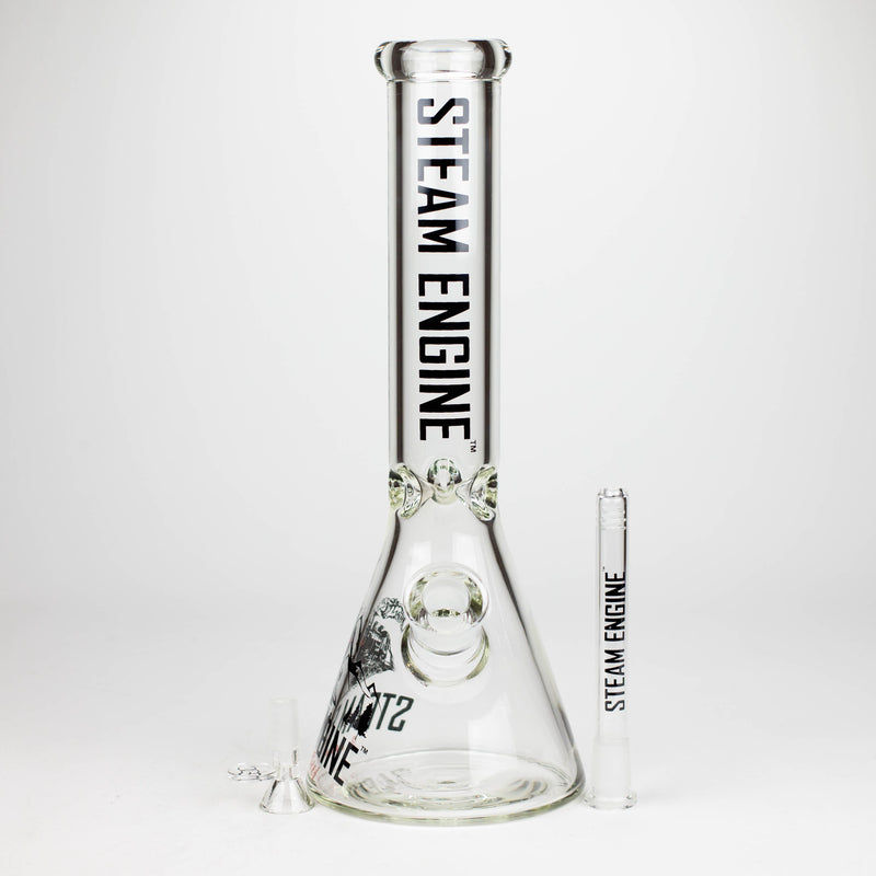 Steam Engine™ | 14 Inch 7mm glass bong with stickers by golden crown_0