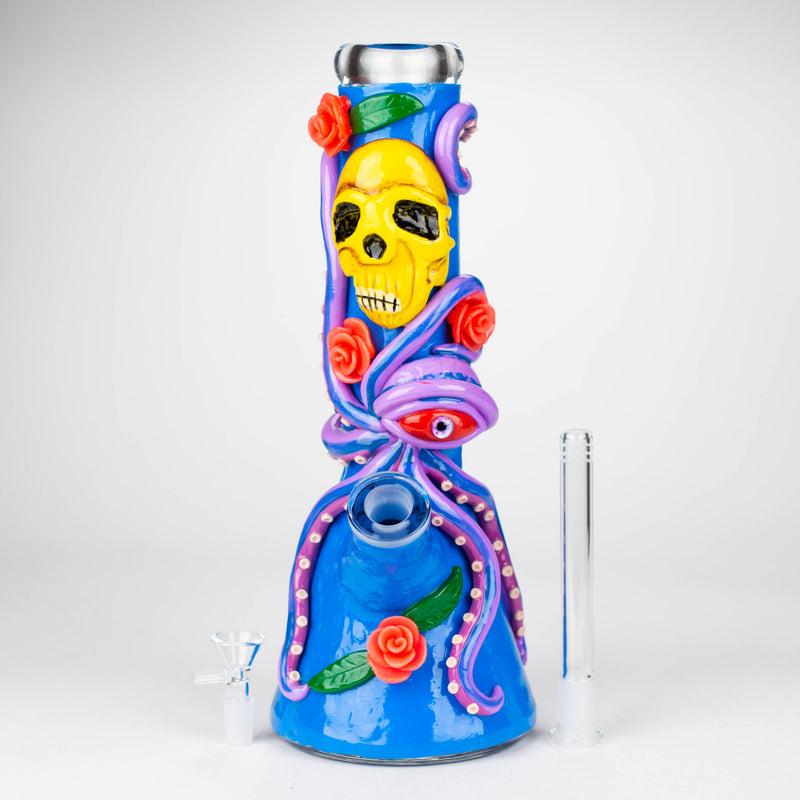 13" Resin 3D Octo-Skull  glass beaker  [DY526]_0