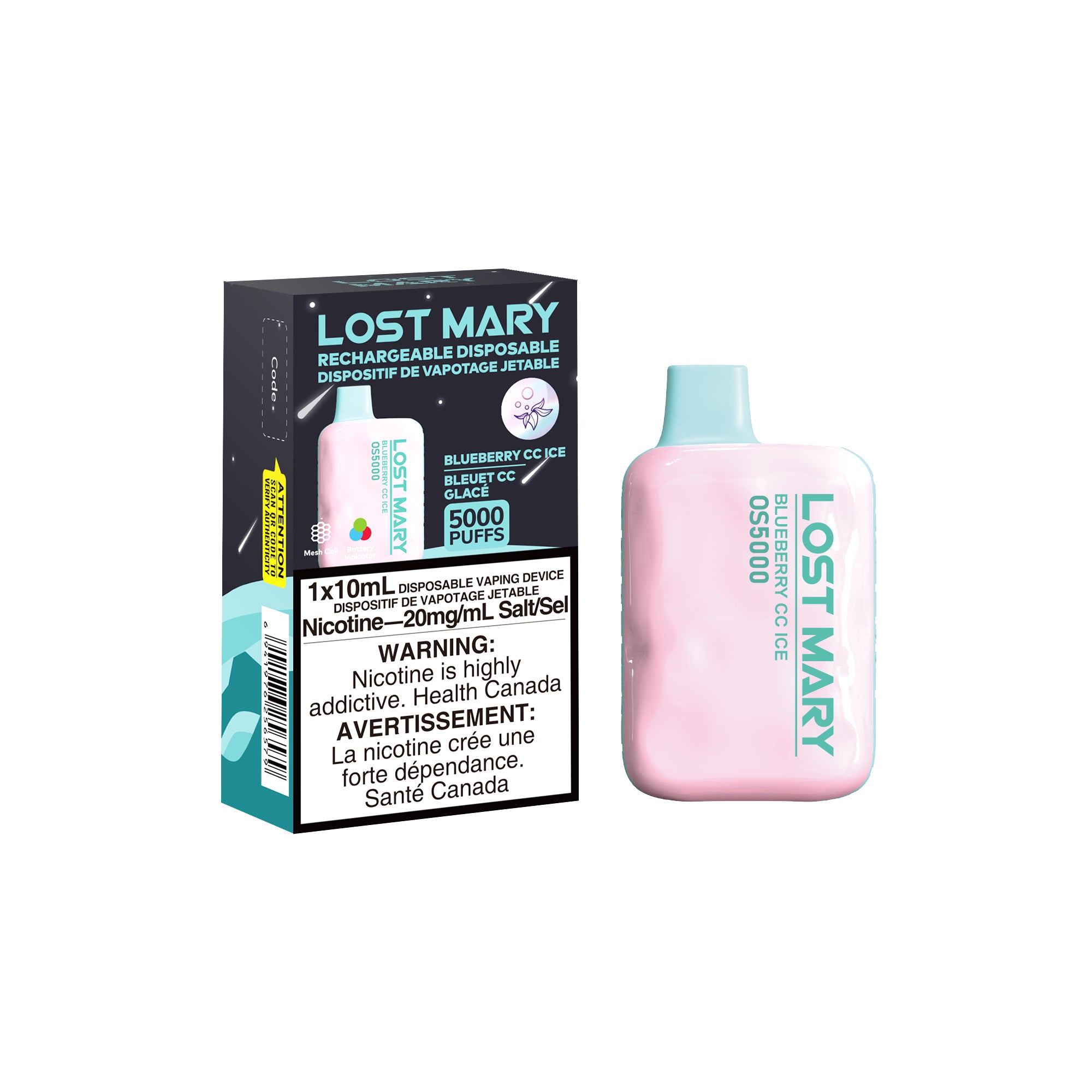 Lost Mary Disposable Vape - Blueberry CC Ice - 5000 Puffs | Vape4change Lost Mary Disposable Vape - Blueberry CC Ice - 5000 Puffs | Vape4change