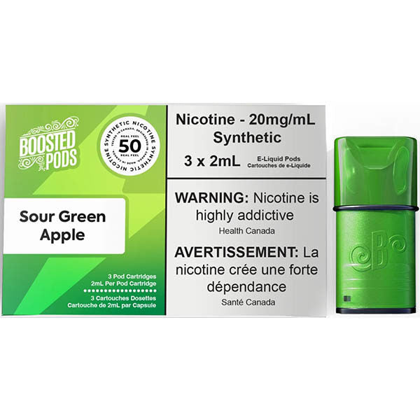 Boosted pods STLTH Compatible - Sour Green Apple - 50MG HIT - Synthetic Nicotine