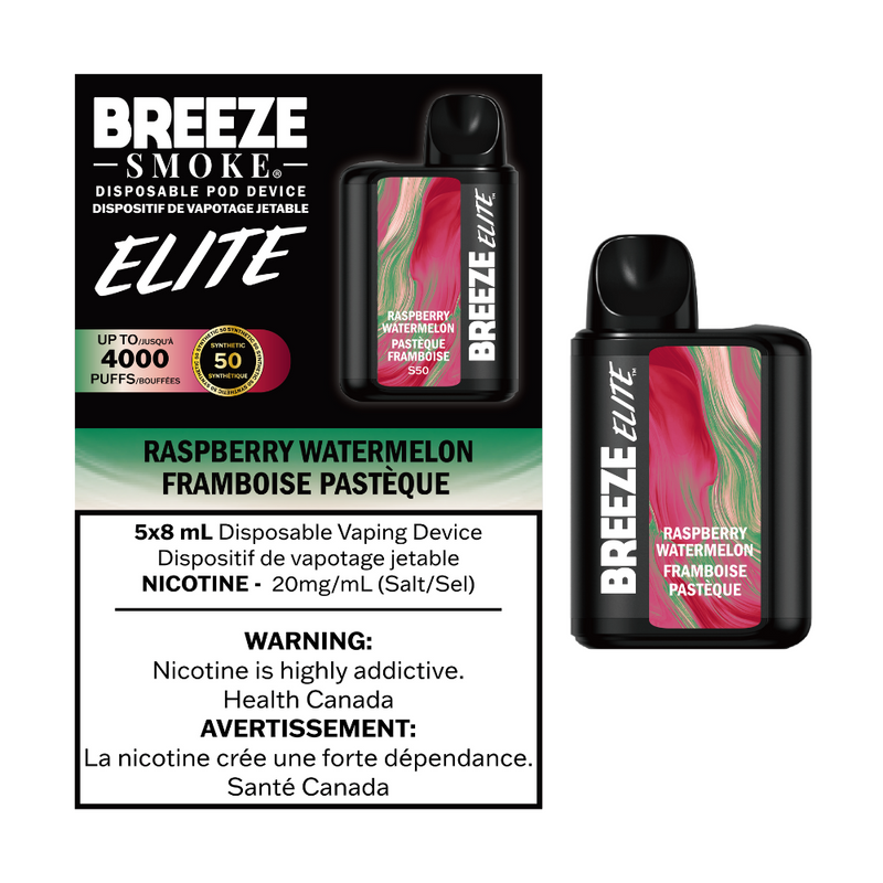 Breeze Elite Disposable Vape - Raspberry Watermelon - 4000 Puffs