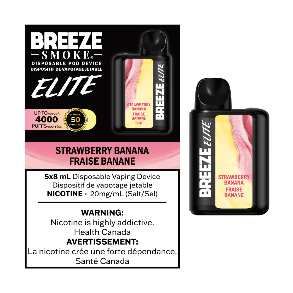 Breeze Elite Disposable Vape -Strawberry Banana - 4000 Puffs | Vape4change Breeze Elite Disposable Vape -Strawberry Banana - 4000 Puffs | Vape4change