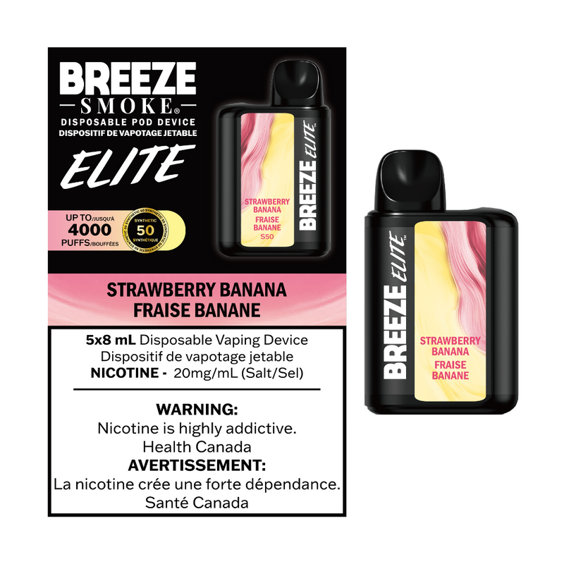 Breeze Elite Disposable Vape -Strawberry Banana - 4000 Puffs