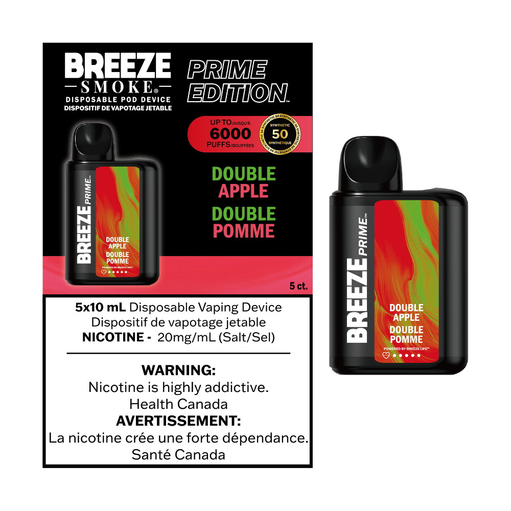 Breeze Prime Edition Disposable Vape - 6000 Puffs - Double Apple | Vape4change Breeze Prime Edition Disposable Vape - 6000 Puffs - Double Apple | Vape4change