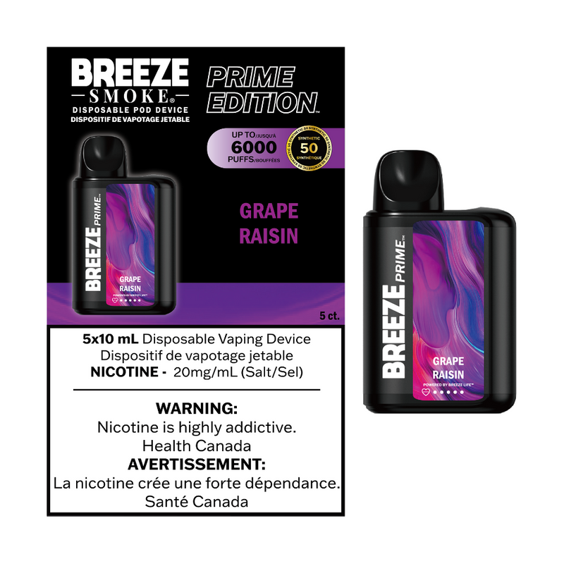 Breeze Prime Edition Disposable Vape - 6000 Puffs - Grape