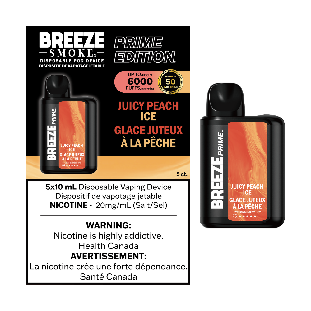 Breeze Prime Edition Disposable Vape - 6000 Puffs - Juicy Peach Ice | Vape4change Breeze Prime Edition Disposable Vape - 6000 Puffs - Juicy Peach Ice | Vape4change