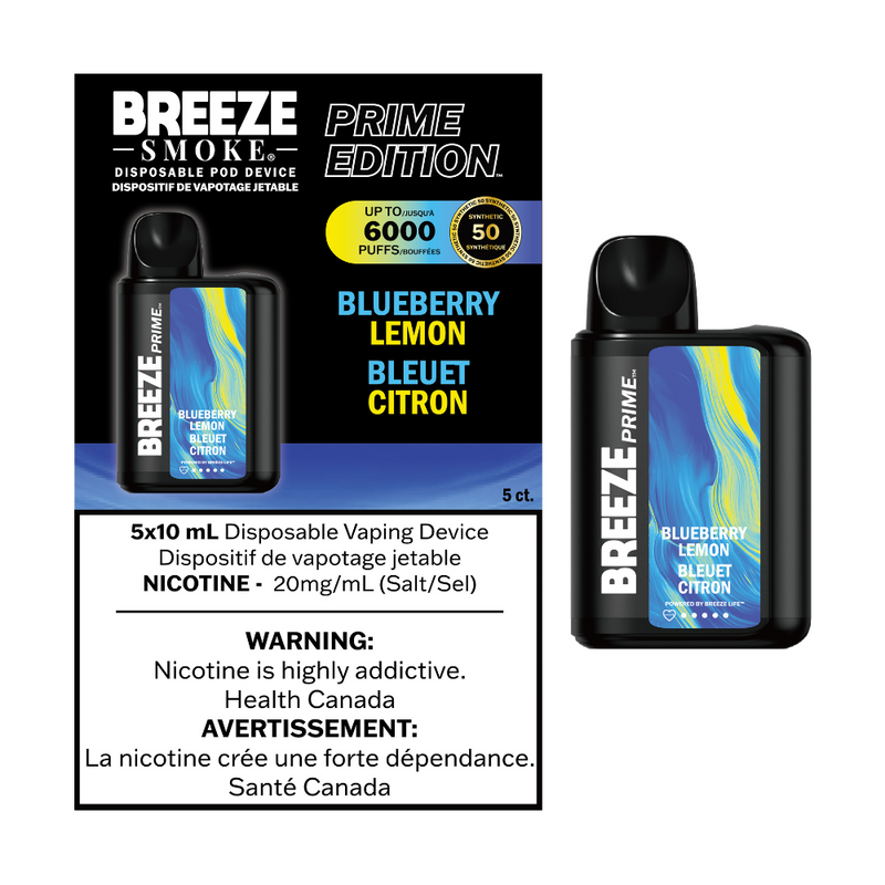 Breeze Prime Edition Disposable Vape - 6000 Puffs - Blueberry Lemon