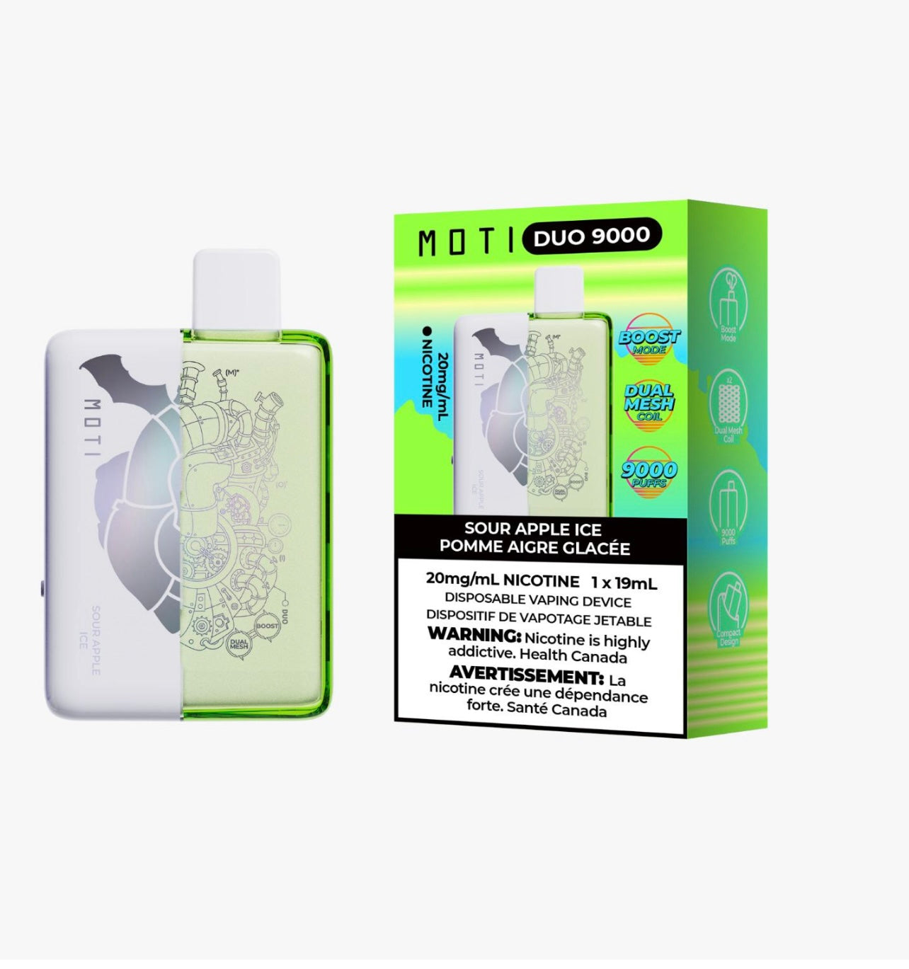 green apple disposable vape Moti Duo 9000 - Vapeshop Quebec - Vape4change Stevia-Free Teas Flavor:Frozen Kiwi Lemonade tropical storm raz flavor