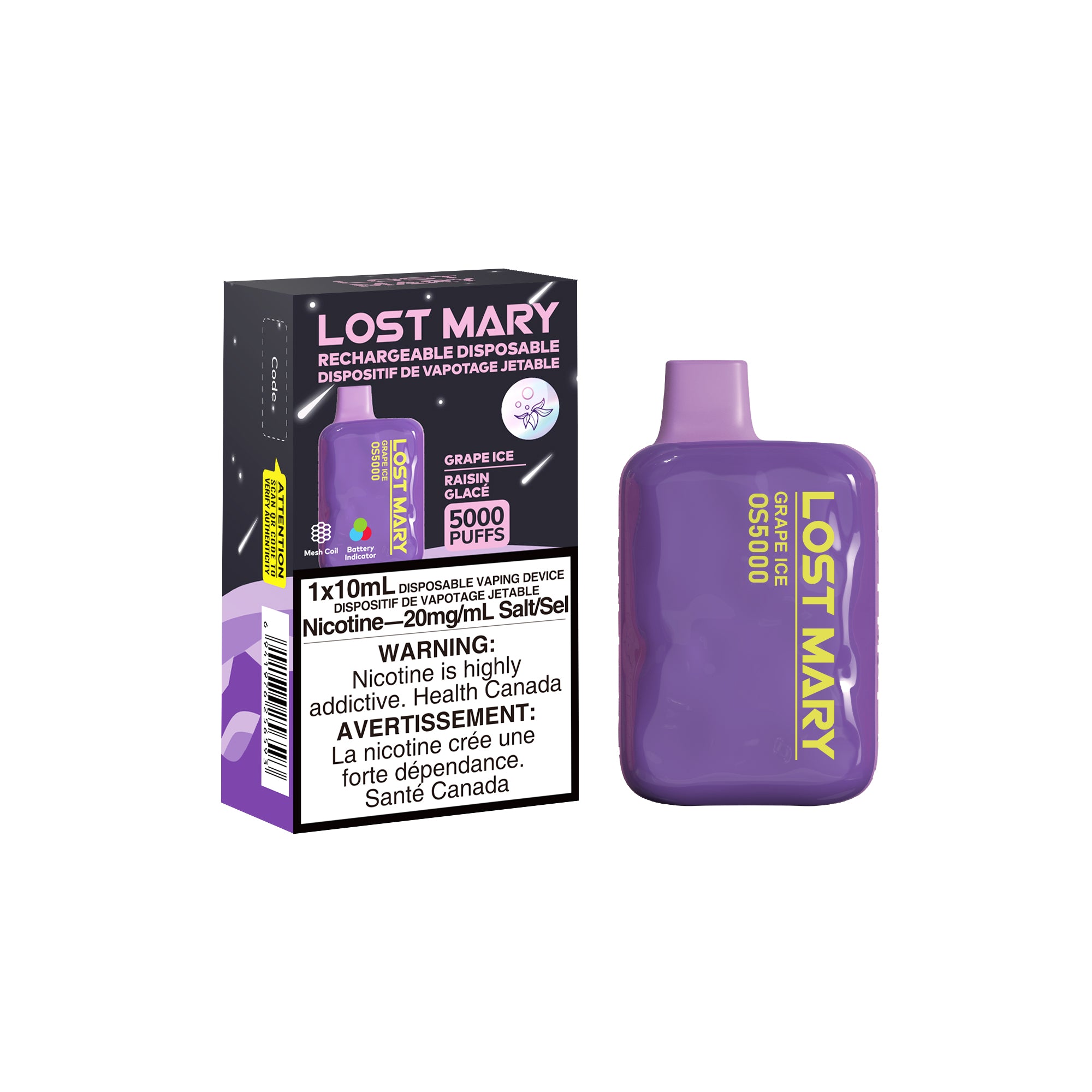 Lost Mary Disposable Vape - Grape Ice - 5000 Puffs | Vape4change Lost Mary Disposable Vape - Grape Ice - 5000 Puffs | Vape4change
