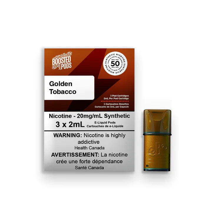 Boosted pods STLTH Compatible - Golden Tobacco - 50MG HIT - Synthetic Nicotine