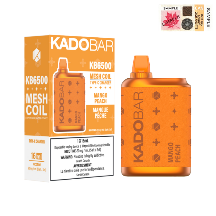 KADO BAR DISPOSABLE VAPE Canada - 6500 PUFFS - Mango Peach | Vape4change KADO BAR DISPOSABLE VAPE Canada - 6500 PUFFS - Mango Peach | Vape4change