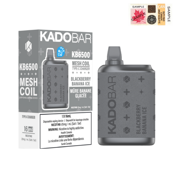 KADO BAR DISPOSABLE VAPE Canada - 6500 PUFFS - Blackberry Banana Ice |  Vape4change