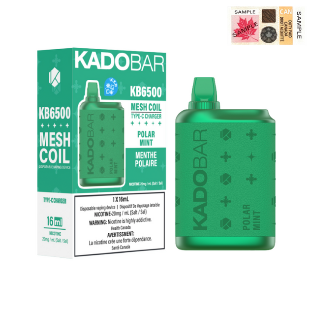 KADO BAR DISPOSABLE VAPE Canada 6500 PUFFS Polar Mint Vape4change