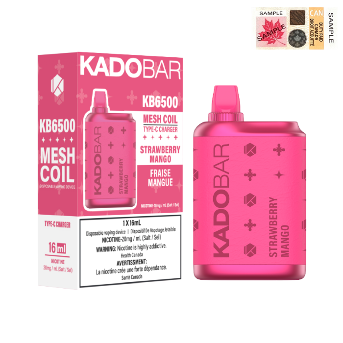 KADOBAR DISPOSABLE VAPE Canada - 6500 PUFFS - Strawberry Mango | Vape4change KADOBAR DISPOSABLE VAPE Canada - 6500 PUFFS - Strawberry Mango | Vape4change