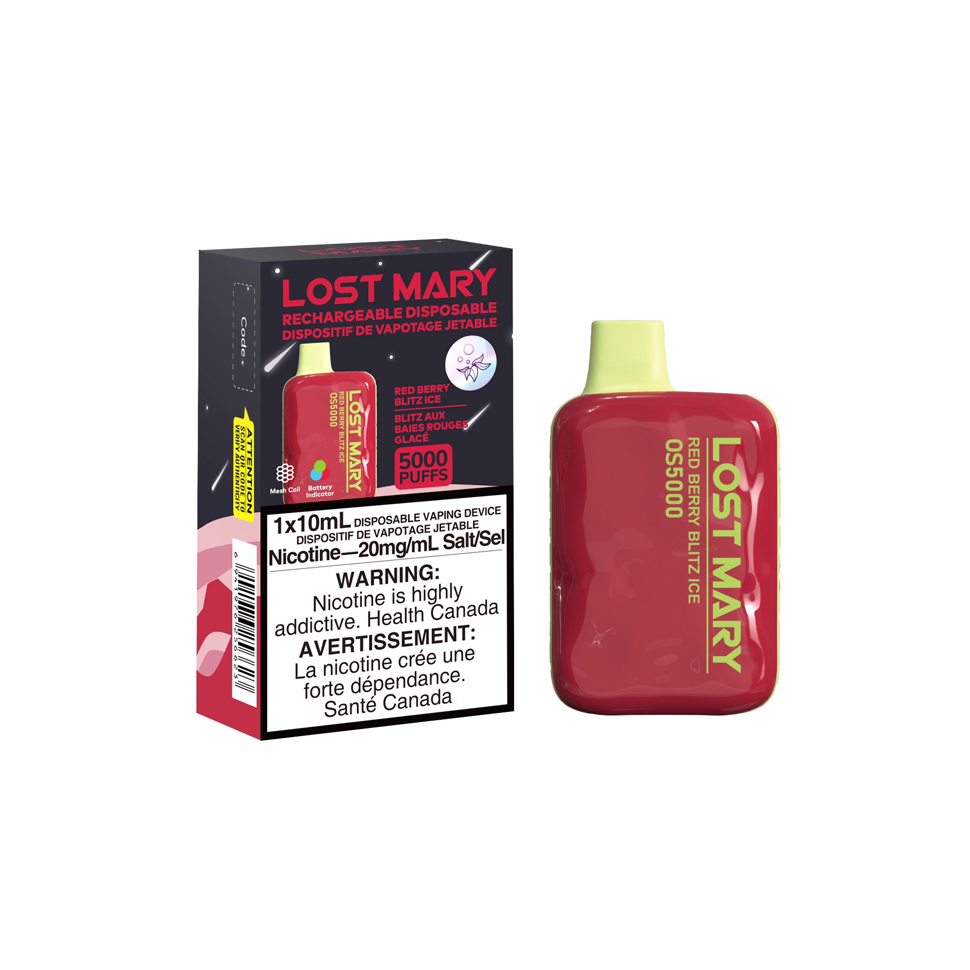 Lost Mary Disposable Vape - Red Berry Blitz Ice - 5000 Puffs | Vape4change Lost Mary Disposable Vape - Red Berry Blitz Ice - 5000 Puffs | Vape4change