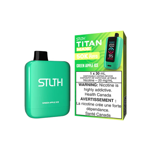 titan vape pods Buy STLTH Titan Max Disposable Vape - 50k Puffs - Green Apple Ice