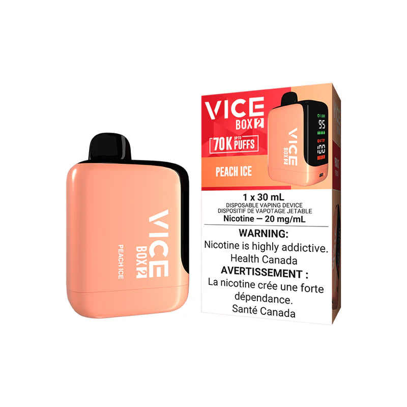 New Vice Box 2 Disposable Vape - 70K Puffs - 30 ML - Peach Ice | Vape4change New Vice Box 2 Disposable Vape - 70K Puffs - 30 ML - Peach Ice | Vape4change