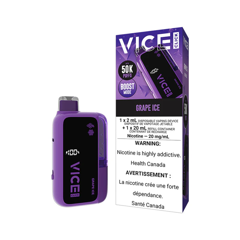 Vice Click Disposable Vape - 50,000 Puffs - Grape Ice | Vape4change Vice Click Disposable Vape - 50,000 Puffs - Grape Ice | Vape4change