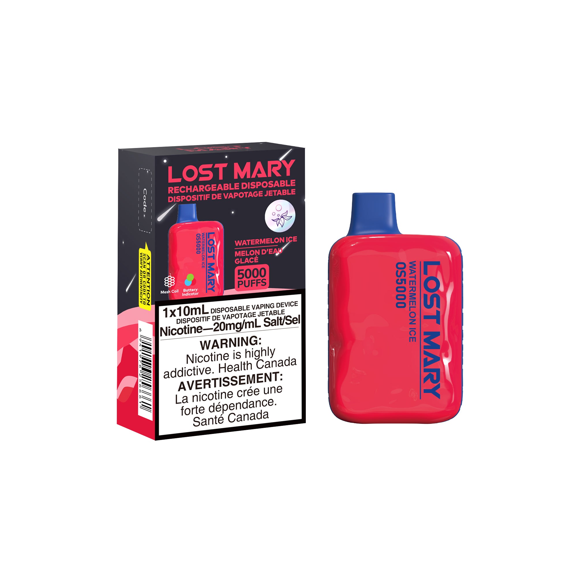 Lost Mary Disposable Vape - Watermelon Ice - 5000 Puffs | Vape4change Lost Mary Disposable Vape - Watermelon Ice - 5000 Puffs | Vape4change