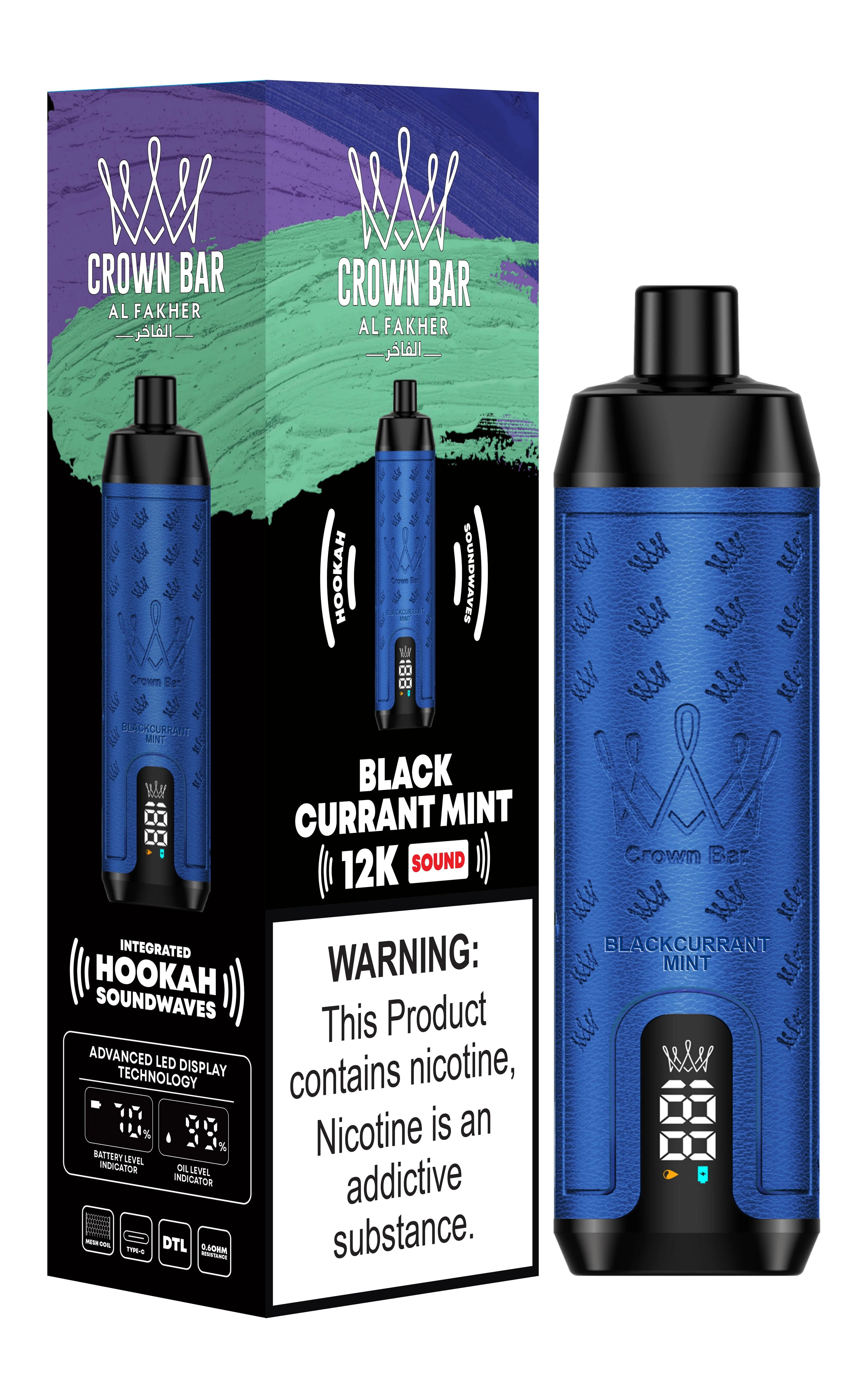 Al Fakher 12000 Puffs - Shisha Hookah Vape - Black Currant Mint