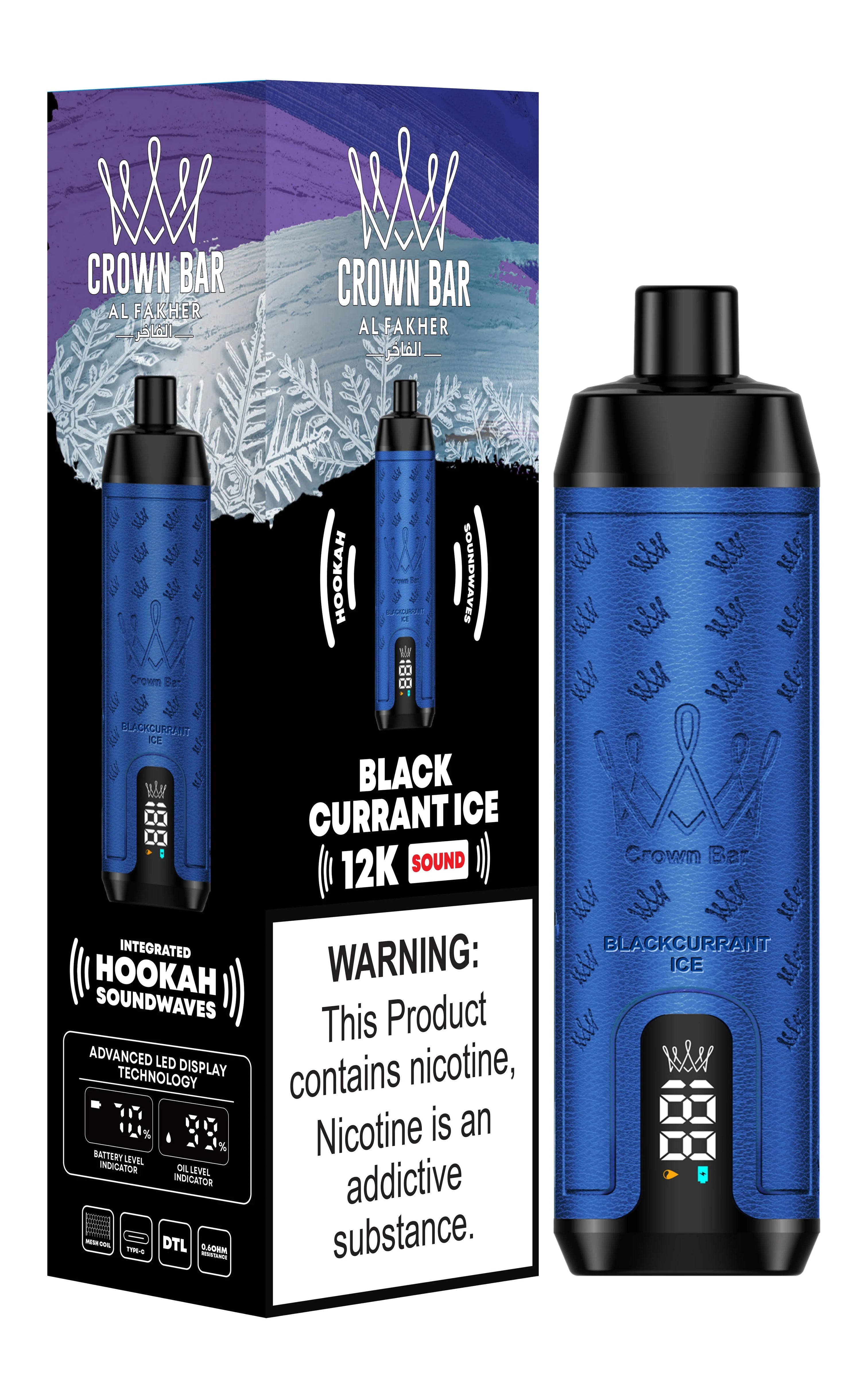Al Fakher 12000 Puffs - Shisha Hookah Vape - Black Currant Ice