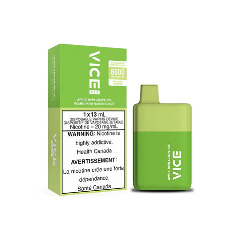 Vice Box Rechargeable Disposable Vape - 6000 Puffs - Apple Kiwi Grape Ice