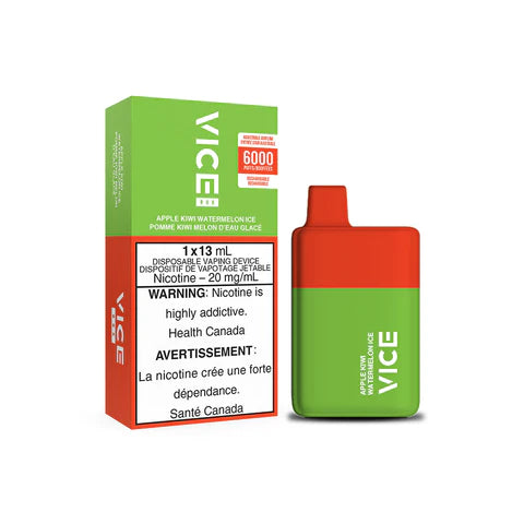 Vice Box Rechargeable Disposable Vape - 6000 Puffs - Apple Kiwi Watermelon Ice