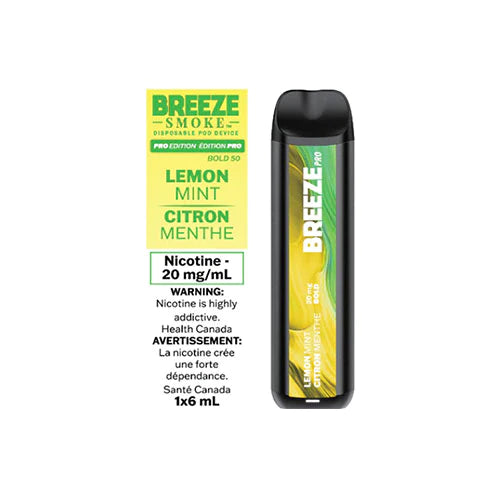 Breeze Pro Disposable Vape - Lemon Mint - 2000 Puffs
