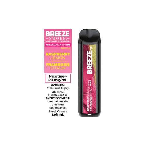 Breeze Pro Disposable Vape - Raspberry Lemon - 2000 Puffs