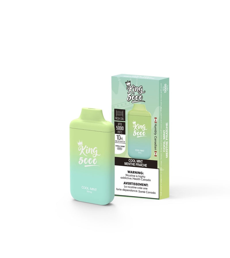 King Disposable Vape - Nicotine Free - 10 ML - 5000 Puffs - Cool Mint