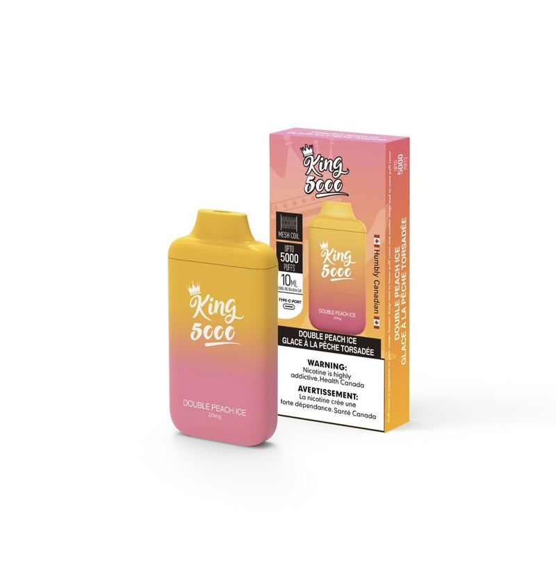 King Disposable Vape - Nicotine Free - 10 ML - 5000 Puffs - Double Peach Ice