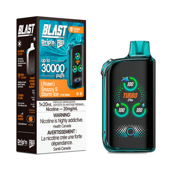 Drip'n Fasta Blast Disposable Vape - 30K Puffs - Snazzy S Storm Ice