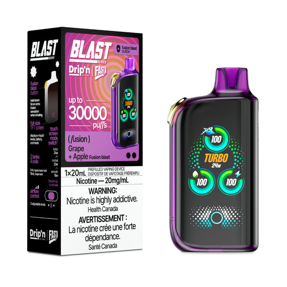 Drip'n Fasta Blast Disposable Vape - 30K Puffs - Grape + Apple Fusion