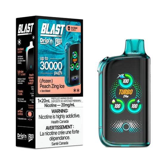 Drip'n Fasta Blast Disposable Vape - 30K Puffs - Peach Zing Ice