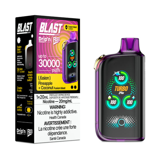 Drip'n Fasta Blast Disposable Vape - 30K Puffs - Pineapple + Coconut Fusion