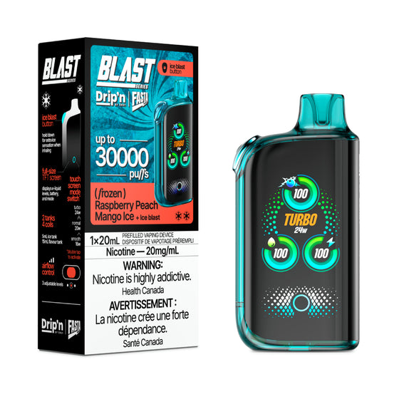 Drip'n Fasta Blast Disposable Vape - 30K Puffs - Raspberry Peach Mango Ice