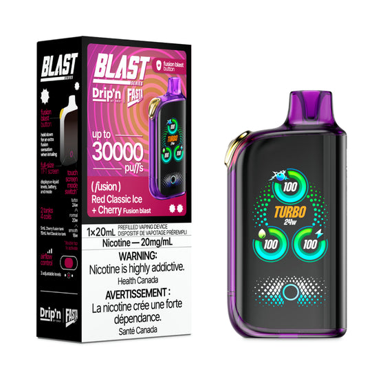 Drip'n Fasta Blast Disposable Vape - 30K Puffs - Red Classic Ice + Cherry Fusion