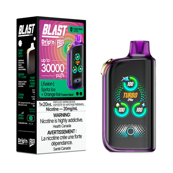 Drip'n Fasta Blast Disposable Vape - 30K Puffs - Spritz Ice + Orange Ice Fusion