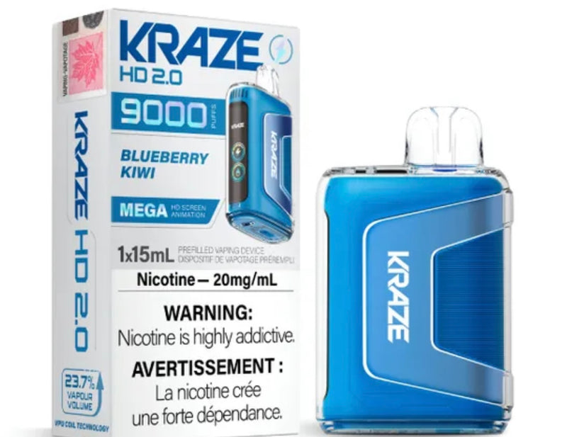 Kraze HD 2.0 Disposable Vape - 9000 Puffs - Blueberry Kiwi
