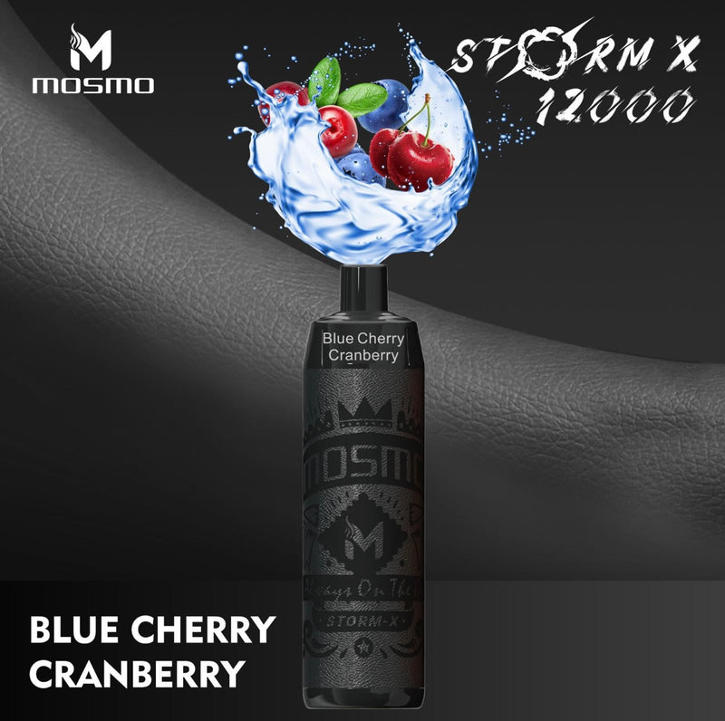 Mosmo Storm X Disposable Vape - 12K Puffs - Shisha Vape - Blue Cherry Cranberry