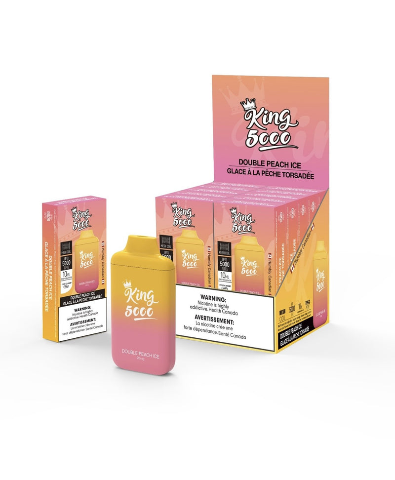 King Disposable Vape - Nicotine Free - 10 ML - 5000 Puffs - Double Peach Ice