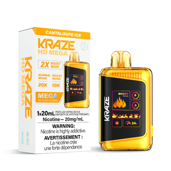 Kraze HD Mega Disposable Vape - 20K Puffs - Cantaloupe Ice