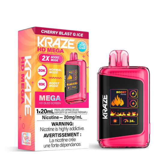 Kraze HD Mega Disposable Vape - 20K Puffs - Cherry Blast G Ice