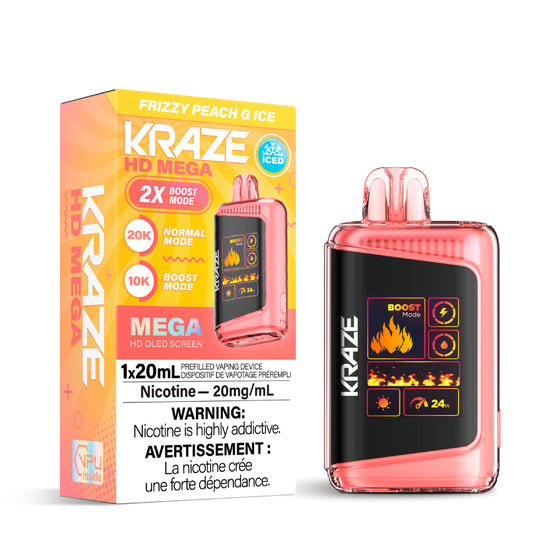 Kraze HD Mega Disposable Vape - 20K Puffs - Frizzy Peach G Ice