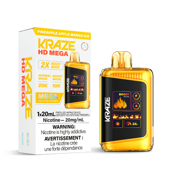 Kraze HD Mega Disposable Vape - 20K Puffs - Pineapple Apple Mango Ice