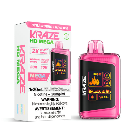 Kraze HD Mega Disposable Vape - 20K Puffs - Strawberry Kiwi Ice