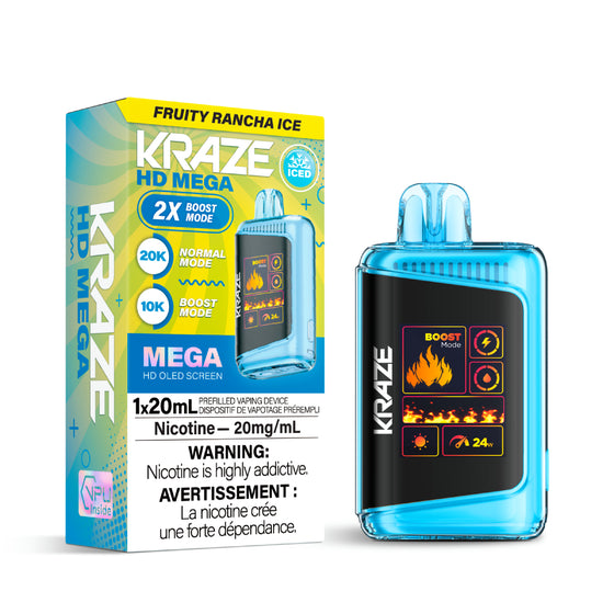 Kraze HD Mega Disposable Vape - 20K Puffs - Fruity Rancha Ice