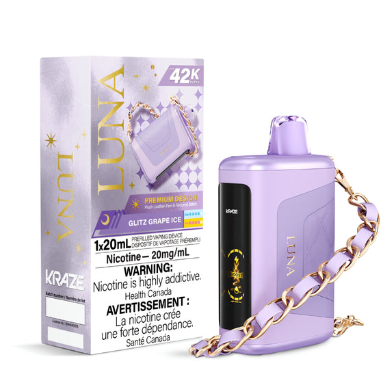 Shop Kraze Luna Disposable Vape - Glitz Grape Ice | Vape4change Shop Kraze Luna Disposable Vape - Glitz Grape Ice | Vape4change