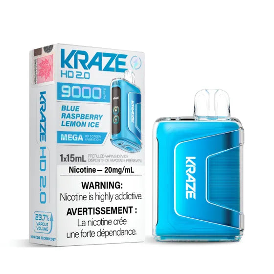 Kraze HD 2.0 Disposable Vape - 9000 Puffs - Blue Raspberry Lemon Ice